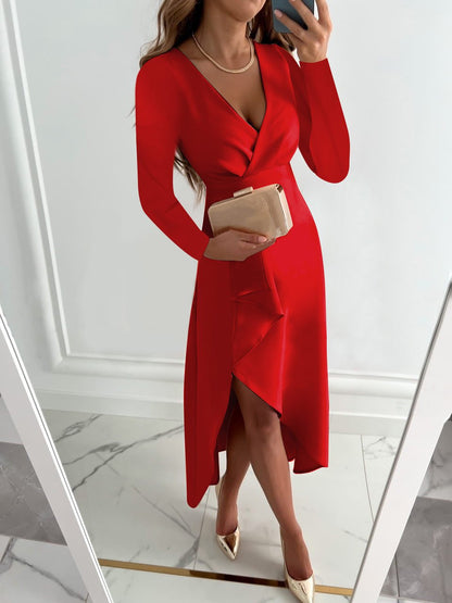 Sophie | Elegante Midi-jurk met V-hals en Split voor Dames 3