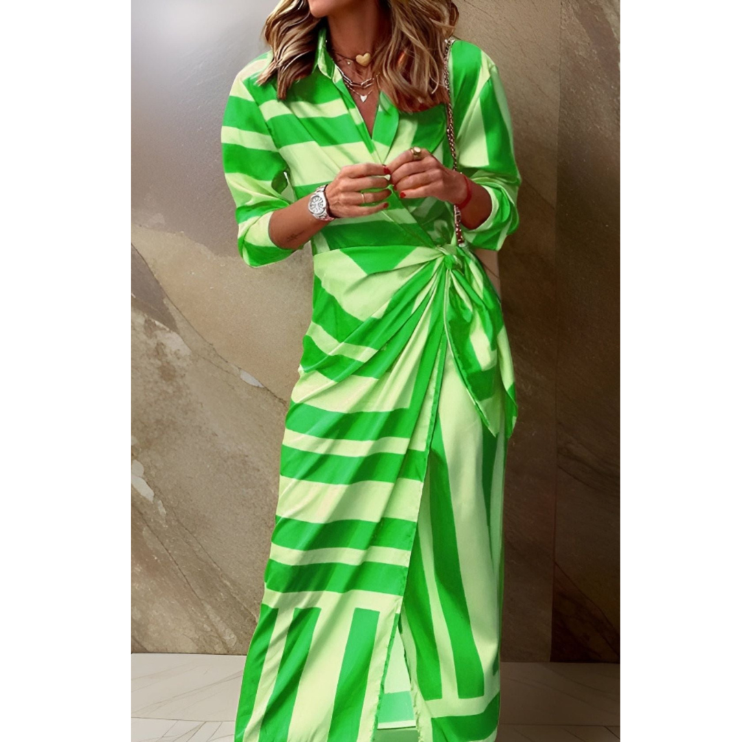 Sophie | Elegante Wikkeljurk Dames met Verstelbare Taille en Gestreepte Print 4