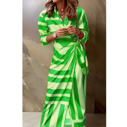 Sophie | Elegante Wikkeljurk Dames met Verstelbare Taille en Gestreepte Print 4