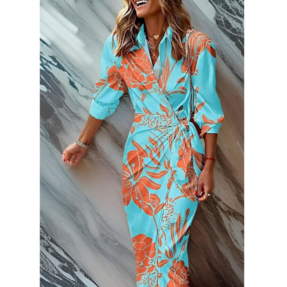 Sophie | Elegante Wikkeljurk Dames met Verstelbare Taille en Gestreepte Print 5