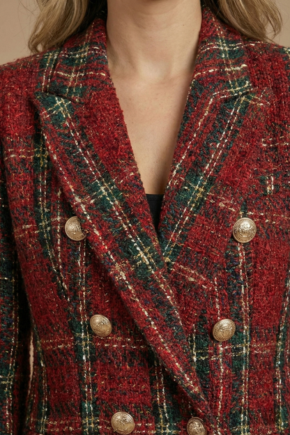 Sophie | Geruit Blazerjack met Dubbele Rij Knopen voor Dames in de Winter 2