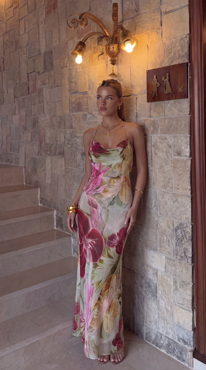 Sophie | Lange Jurk Dames met Bloemenprint en Gedetailleerde Handkraaltjes 3