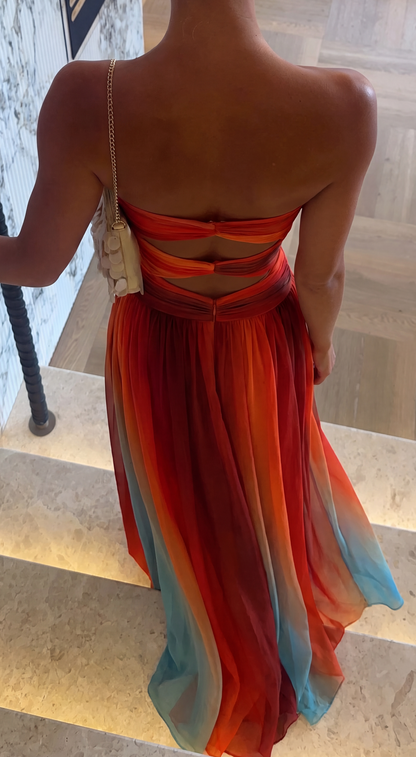 Sophie | Lange Strapless Jurk met Knoopdetails voor Dames 2