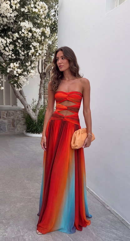Sophie | Lange Strapless Jurk met Knoopdetails voor Dames 4