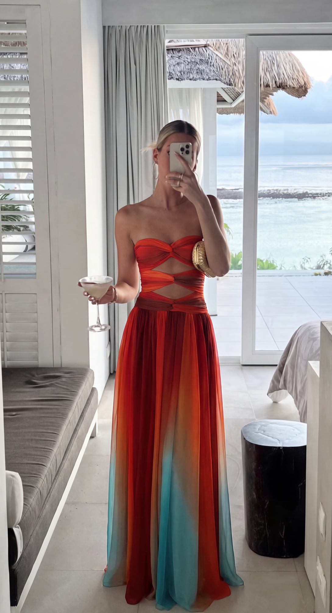 Sophie | Lange Strapless Jurk met Knoopdetails voor Dames 5
