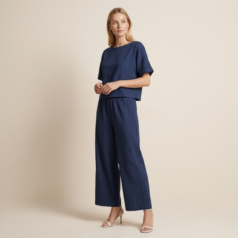 Sophie | Luchtige Co-ord Set met Wijde Broek voor Dames 0