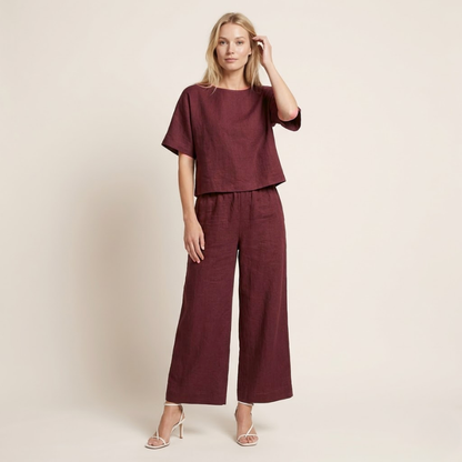 Sophie | Luchtige Co-ord Set met Wijde Broek voor Dames 4