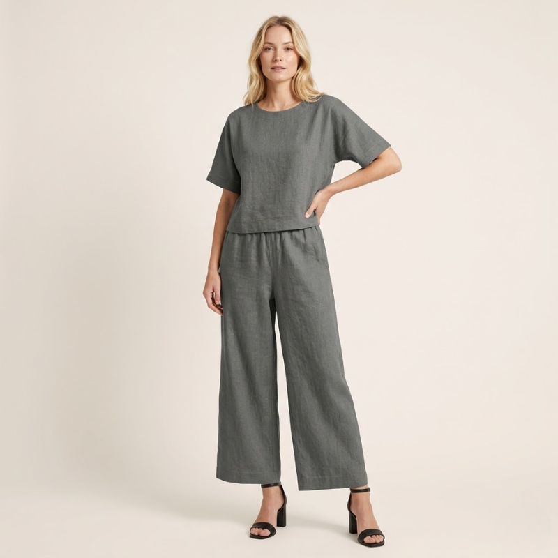 Sophie | Luchtige Co-ord Set met Wijde Broek voor Dames 5