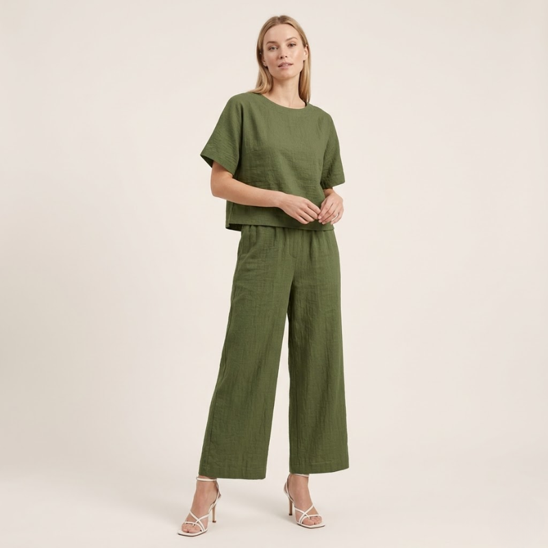 Sophie | Luchtige Co-ord Set met Wijde Broek voor Dames 6