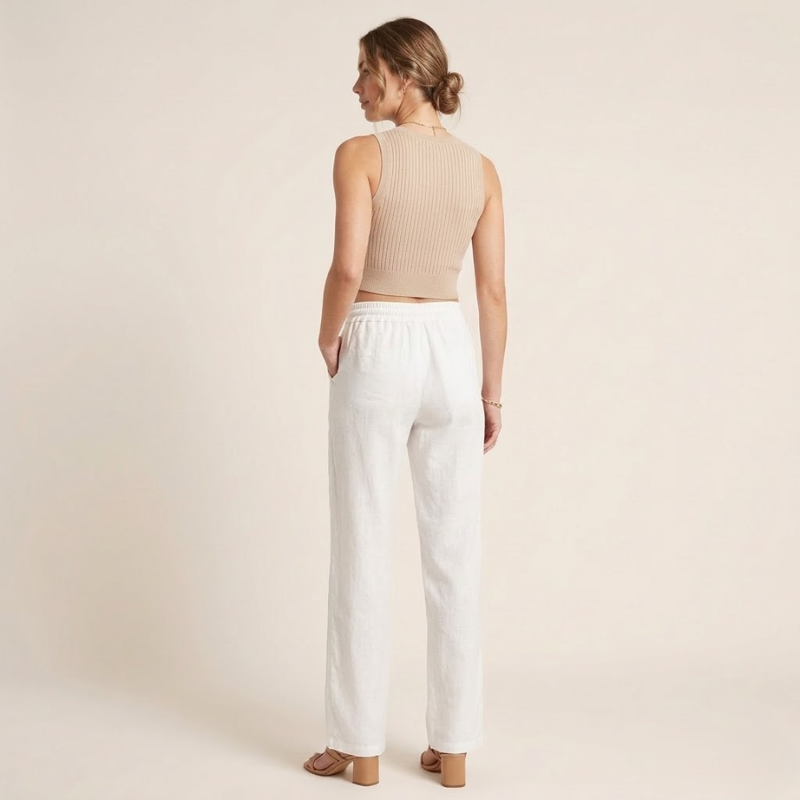 Sophie | Luchtige Linnen Broek voor Dames met Wijde Pijpen 2