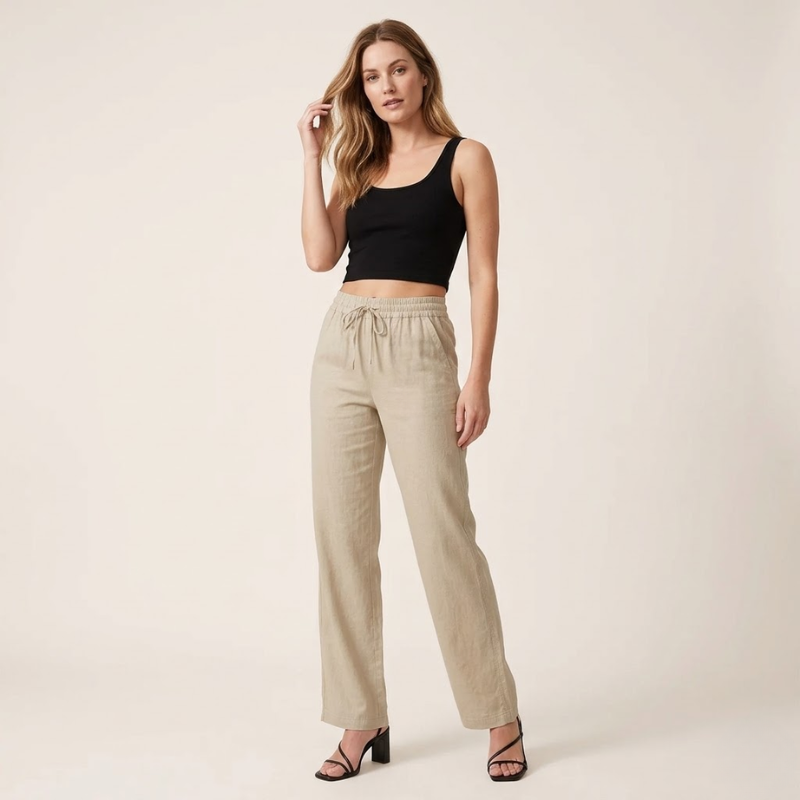 Sophie | Luchtige Linnen Broek voor Dames met Wijde Pijpen 6