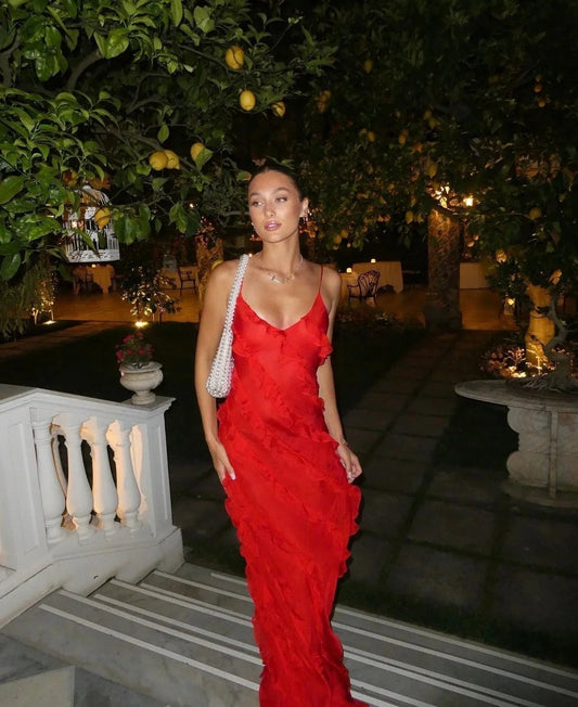 Sophie | Maxi Jurk met Off-Shoulder en Rugloze Afwerking voor Dames 0