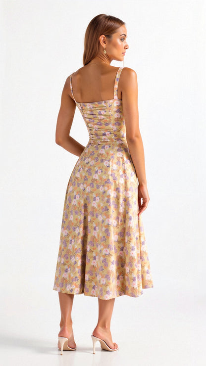 Sophie | Midi Jurk Dames met Corset en Vloeiende Rok voor Zomerse Gelegenheden 1