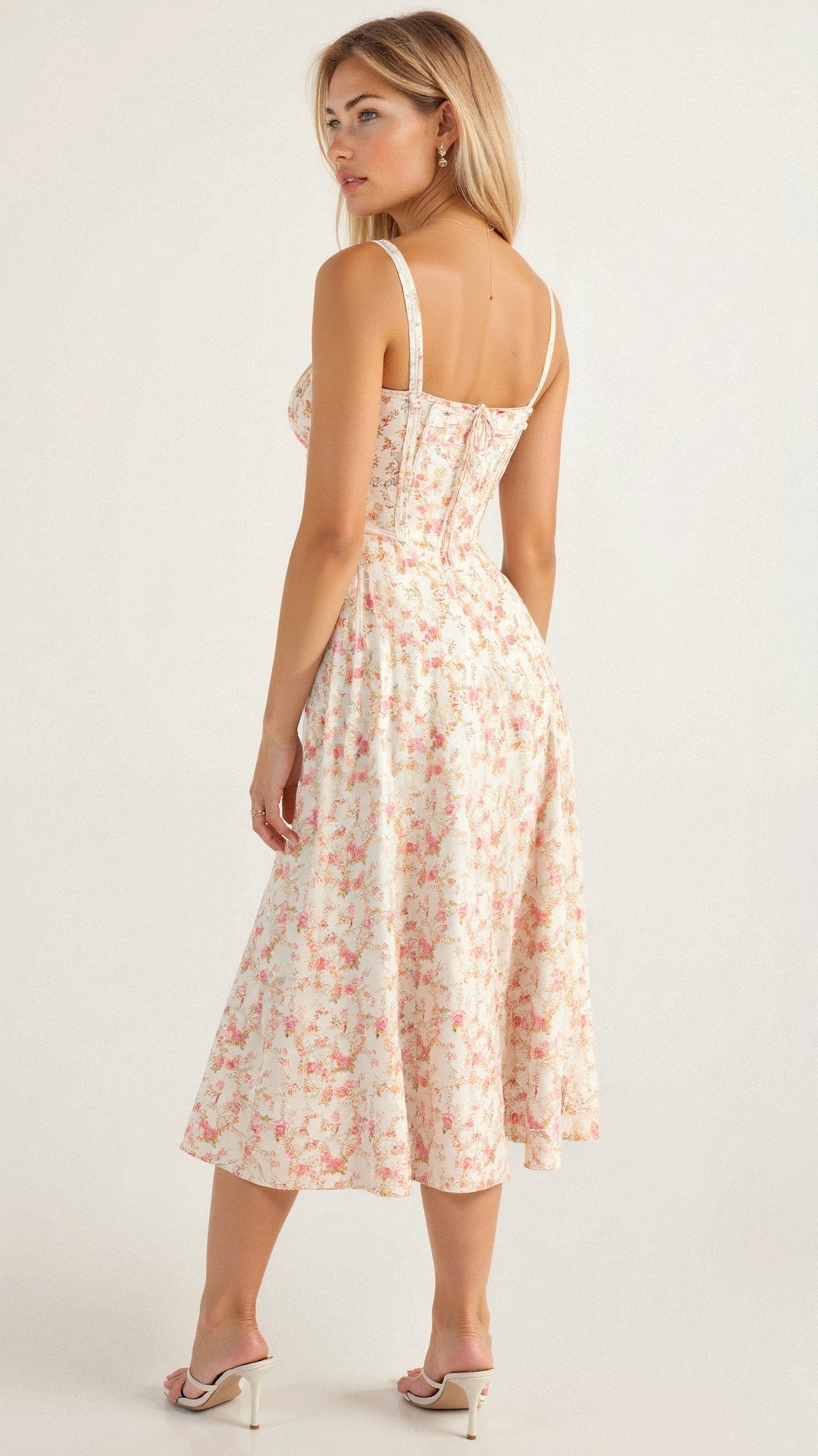 Sophie | Midi Jurk Dames met Corset en Vloeiende Rok voor Zomerse Gelegenheden 5