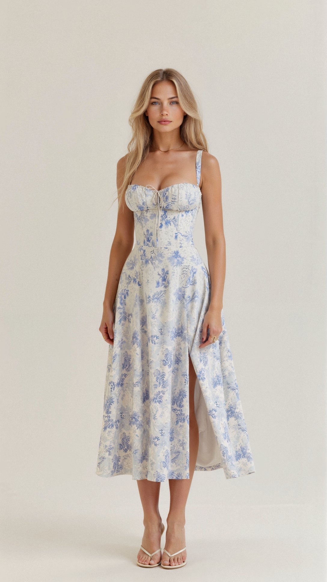 Sophie | Midi Jurk Dames met Corset en Vloeiende Rok voor Zomerse Gelegenheden 6