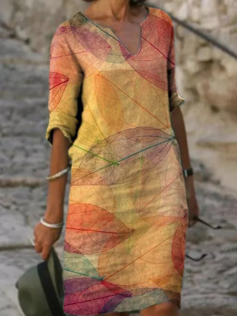 Sophie | Midi Jurk Met V-Hals En Print Voor Dames 0