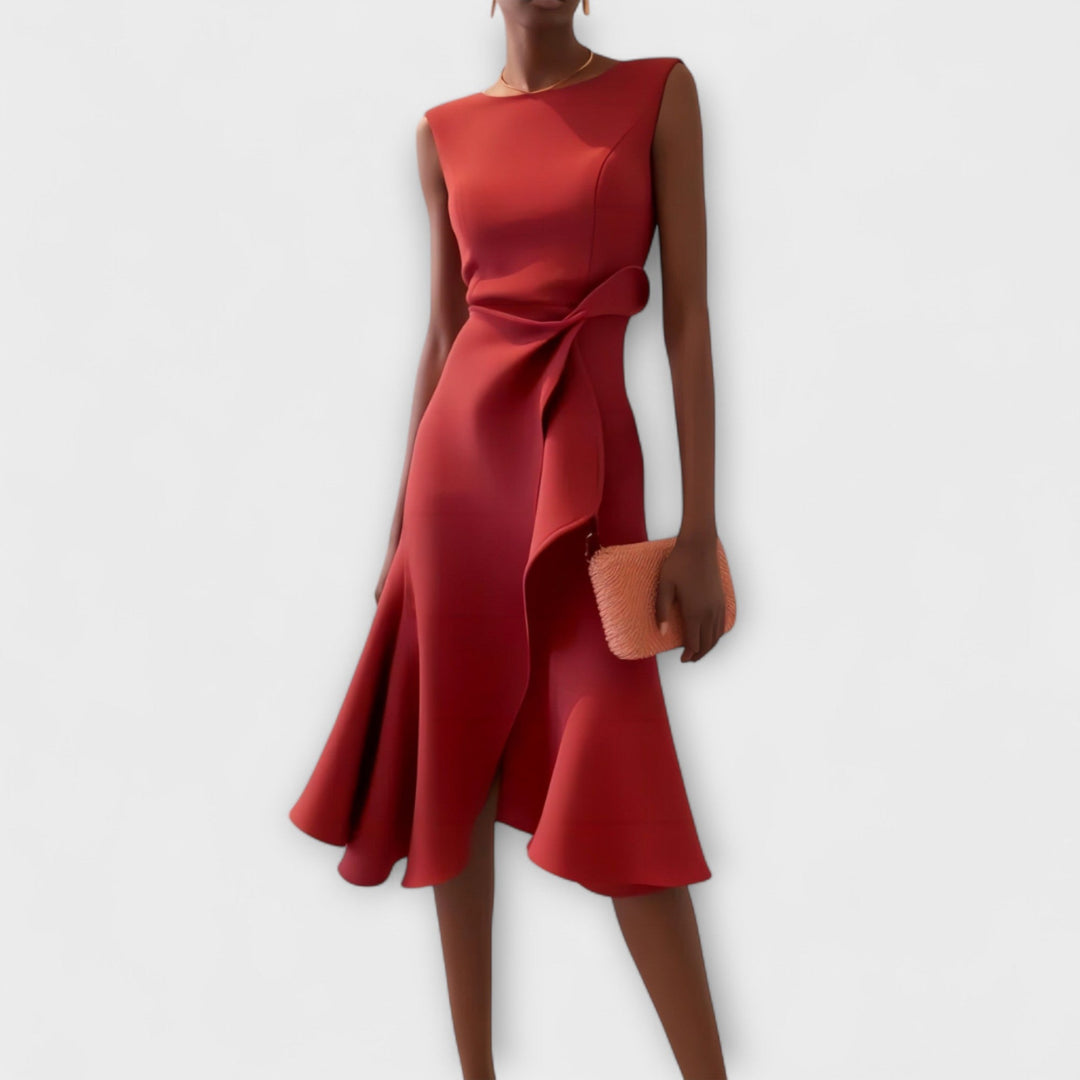 Sophie | Mouwloze Midi Jurk met Plooien voor Dames 0