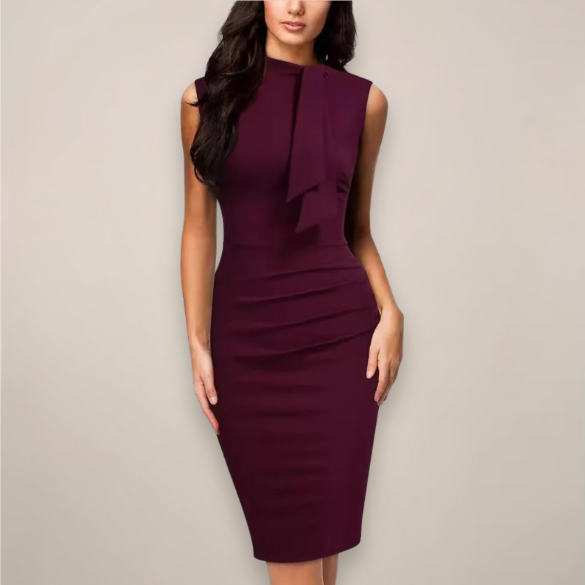 Sophie | Mouwloze Midi Jurk met Schede voor Dames in Zwart 0