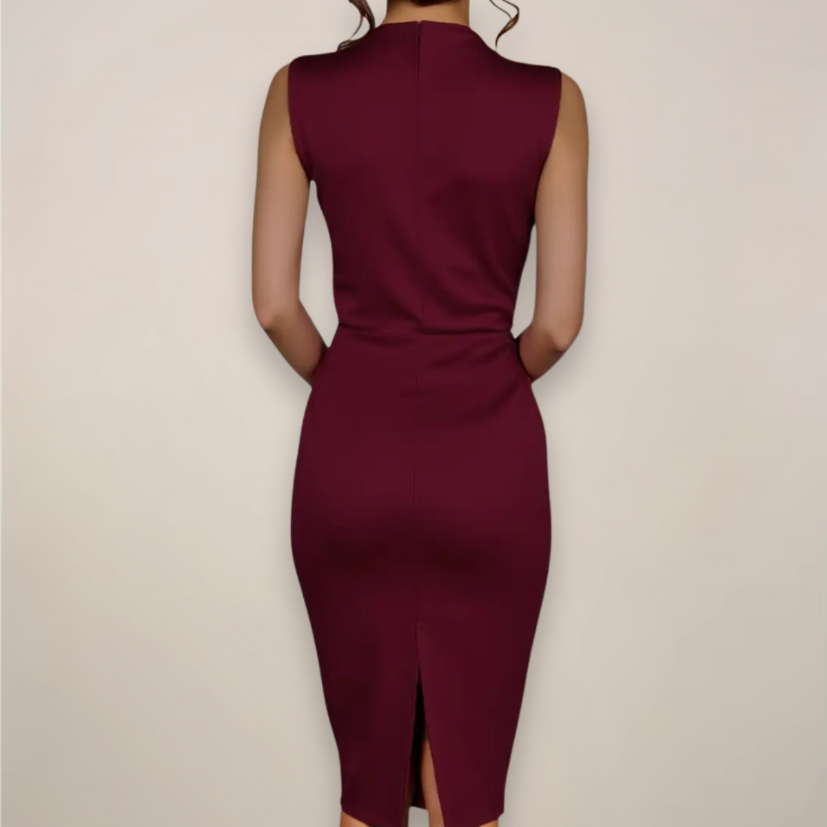 Sophie | Mouwloze Midi Jurk met Schede voor Dames in Zwart 1