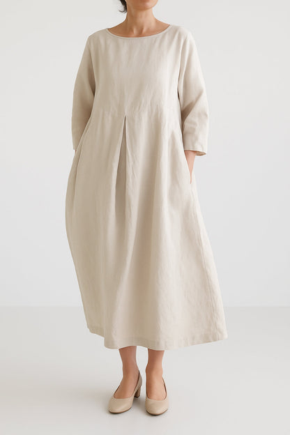 Sophie | Relaxed Fit Midi-jurk voor Dames met Voorkant Plooien 0