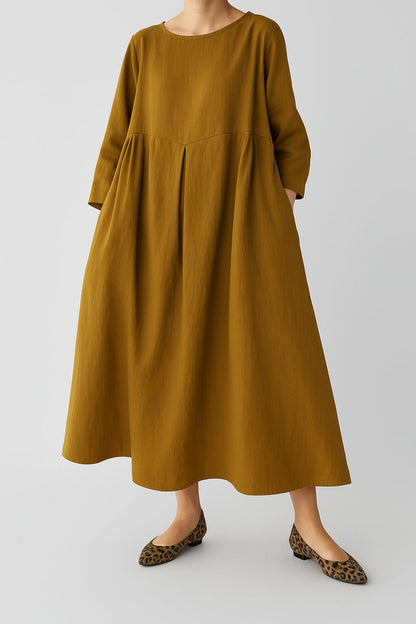 Sophie | Relaxed Fit Midi-jurk voor Dames met Voorkant Plooien 2