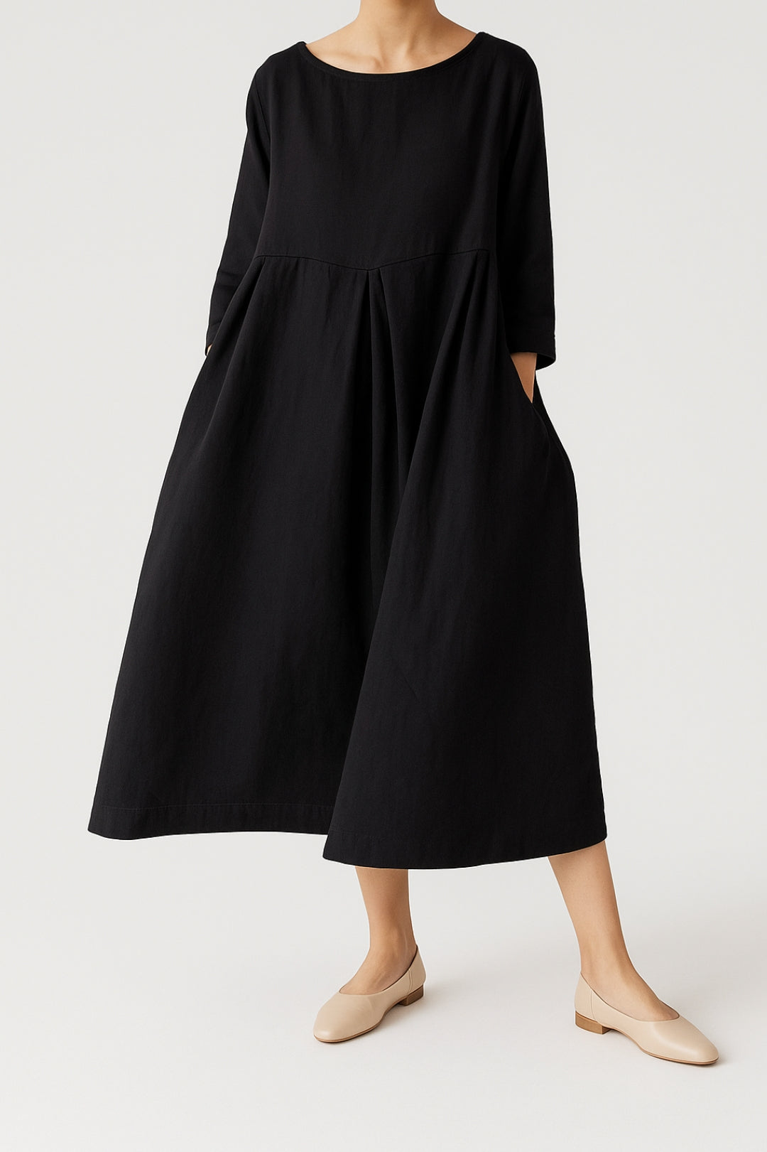 Sophie | Relaxed Fit Midi-jurk voor Dames met Voorkant Plooien 3