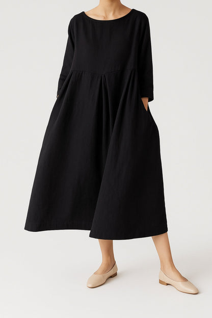 Sophie | Relaxed Fit Midi-jurk voor Dames met Voorkant Plooien 3
