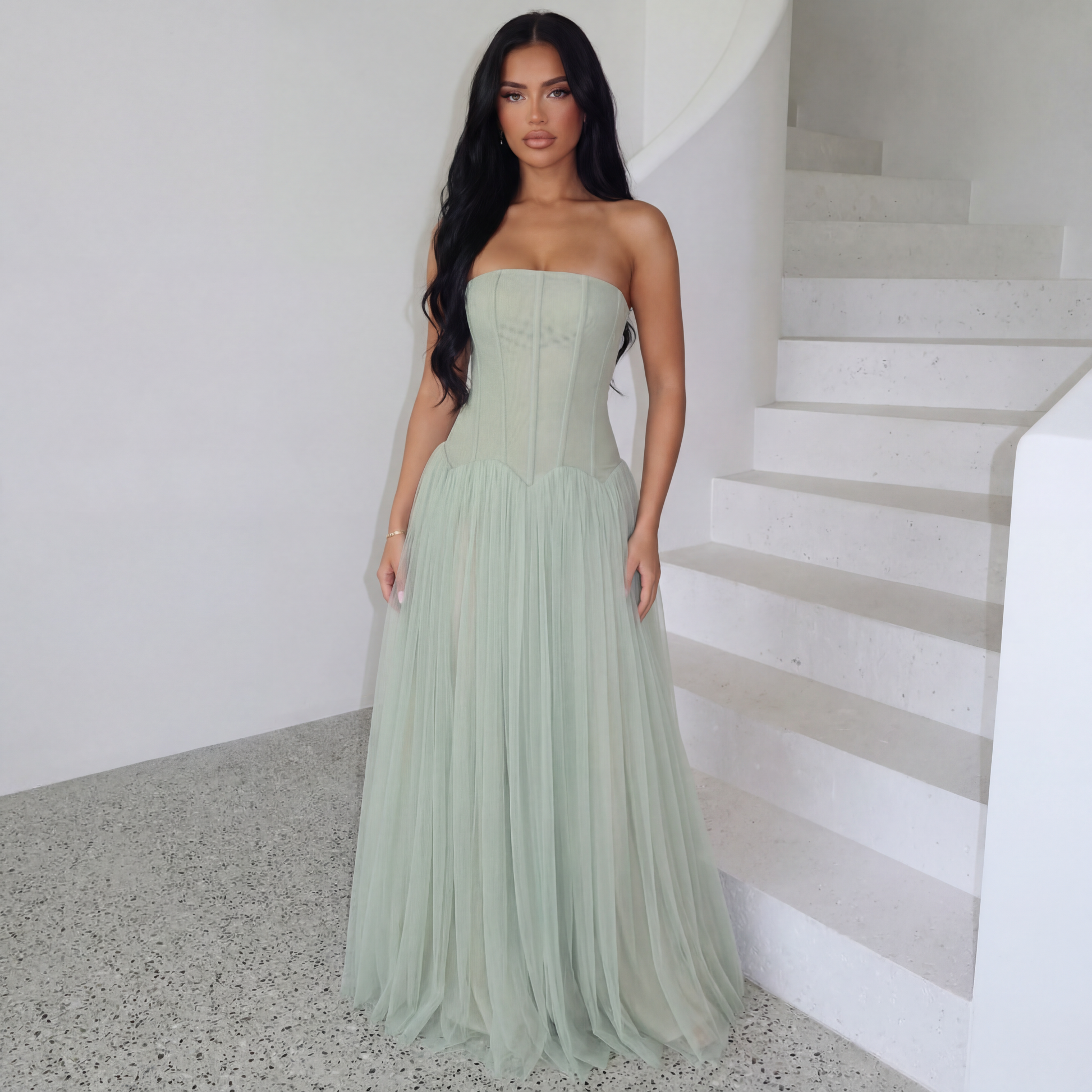 Sophie | Strapless Maxi Jurk met Corset Lijfje voor Dames 0