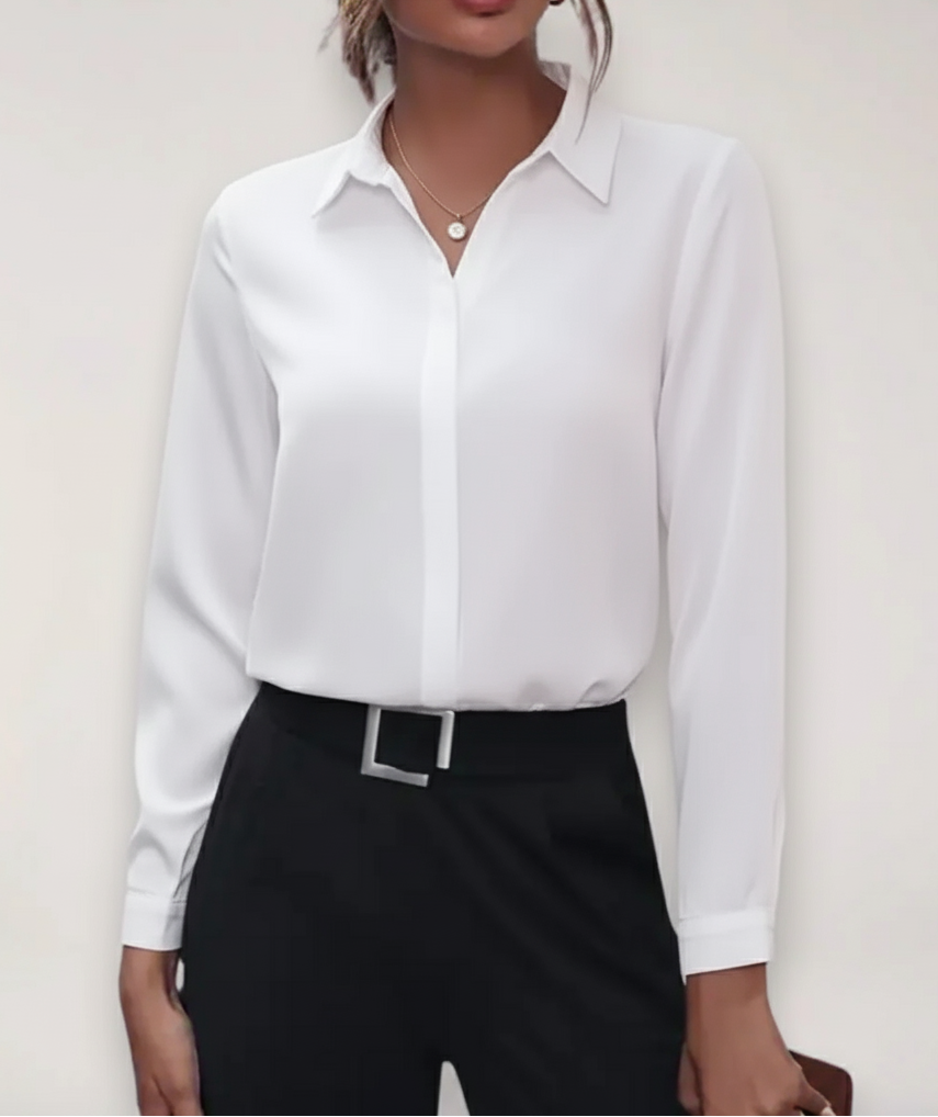 Sophie | Witte Blouse Dames Met Knoopsluiting Voor Elegante Zomerdagen 1