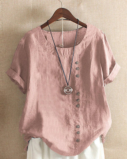 Sophie | Witte Blouse Dames met Knoopdetail voor Zomer 0