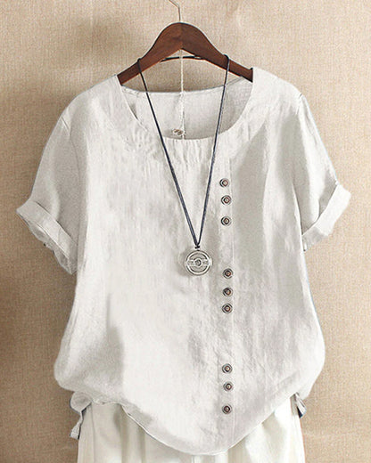 Sophie | Witte Blouse Dames met Knoopdetail voor Zomer 1