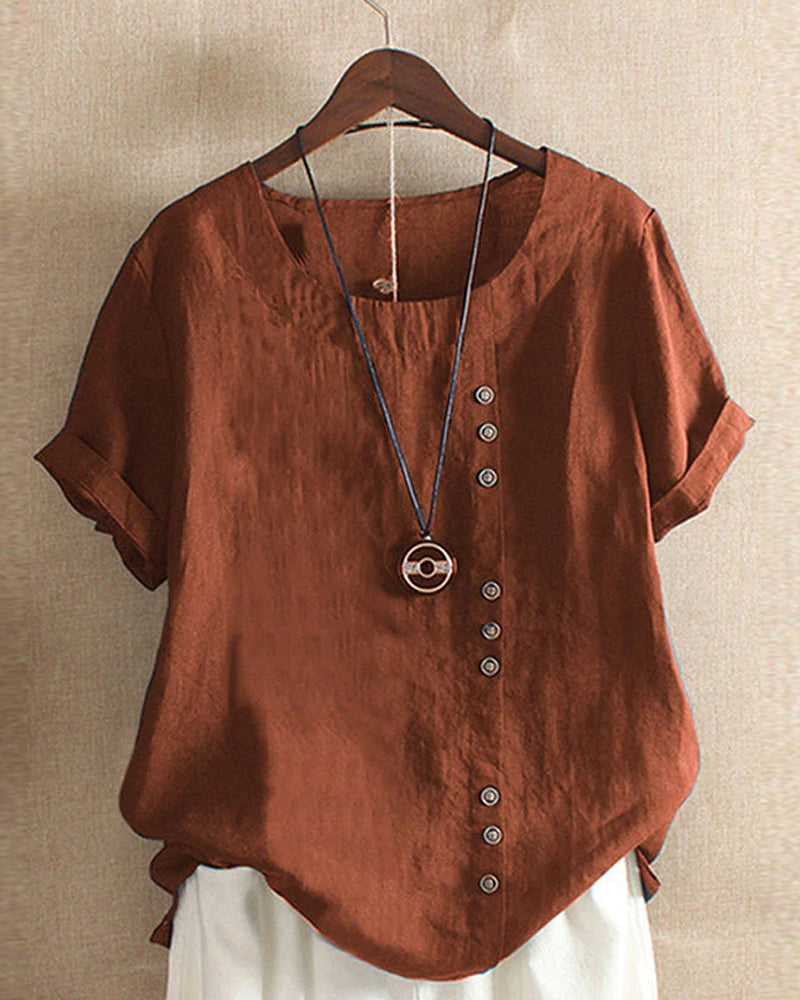 Sophie | Witte Blouse Dames met Knoopdetail voor Zomer 2