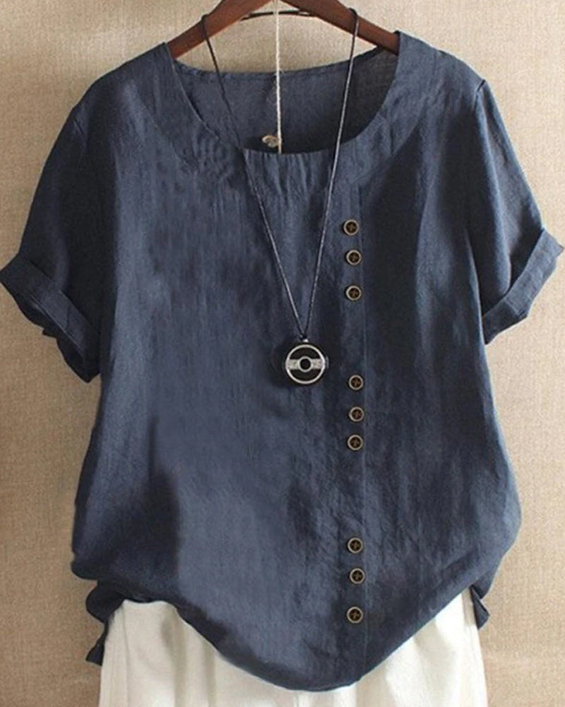 Sophie | Witte Blouse Dames met Knoopdetail voor Zomer 3