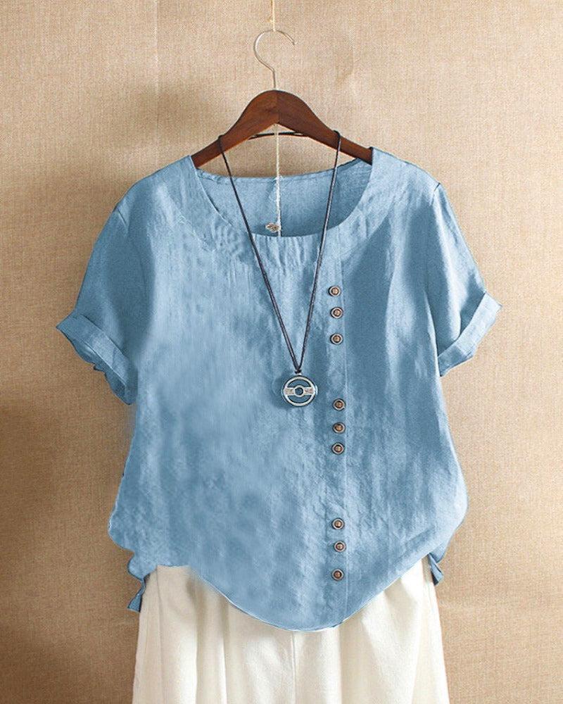 Sophie | Witte Blouse Dames met Knoopdetail voor Zomer 5