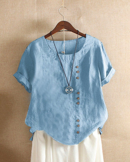 Sophie | Witte Blouse Dames met Knoopdetail voor Zomer 5