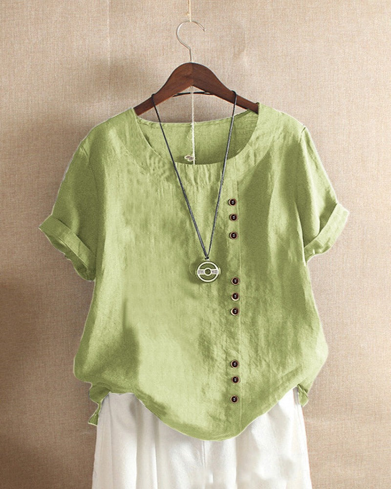Sophie | Witte Blouse Dames met Knoopdetail voor Zomer 6