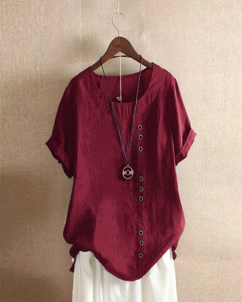 Sophie | Witte Blouse Dames met Knoopdetail voor Zomer 7