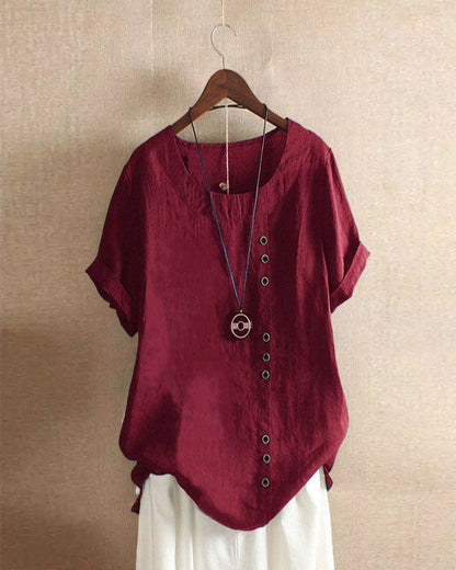 Sophie | Witte Blouse Dames met Knoopdetail voor Zomer 7