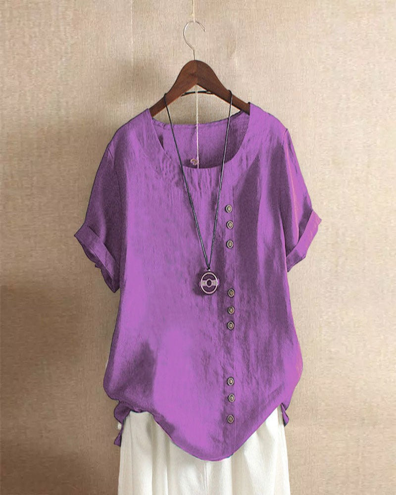 Sophie | Witte Blouse Dames met Knoopdetail voor Zomer 8
