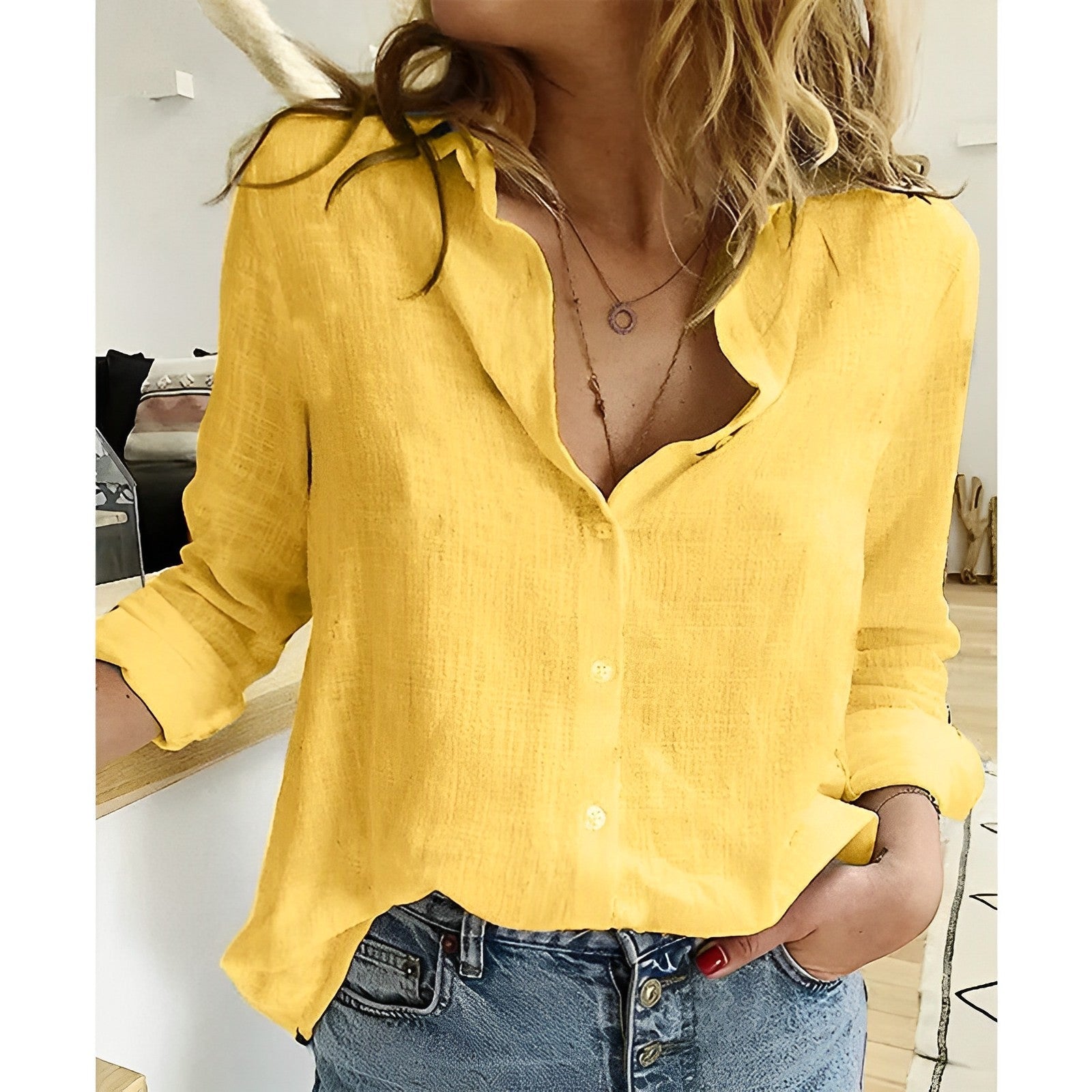 Sophie | Witte Blouse Dames met Knoopsluiting voor Zomer 5