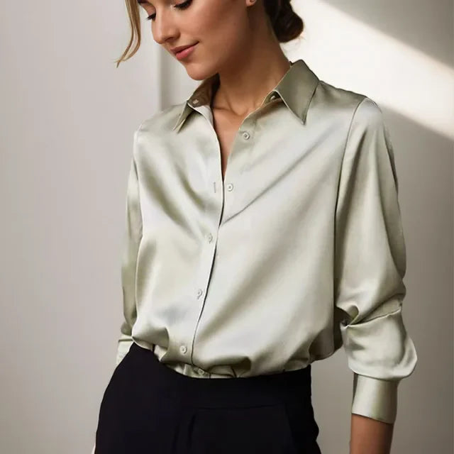 Sophie | Witte Dames Blouse Lange Mouw met Knoopsluiting en Elegante Afwerking 0
