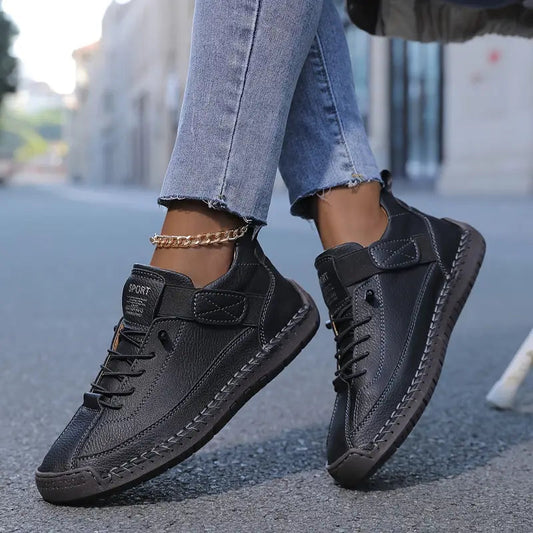 Sophie | Witte Dames Sneakers met Gestructureerd Bovenwerk en Comfortabele Veters 0