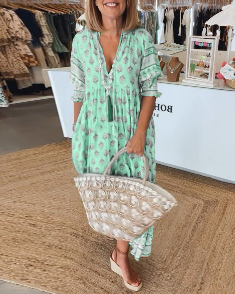 Sophie | Zomer Midi-jurk met V-hals en Print voor Dames 5