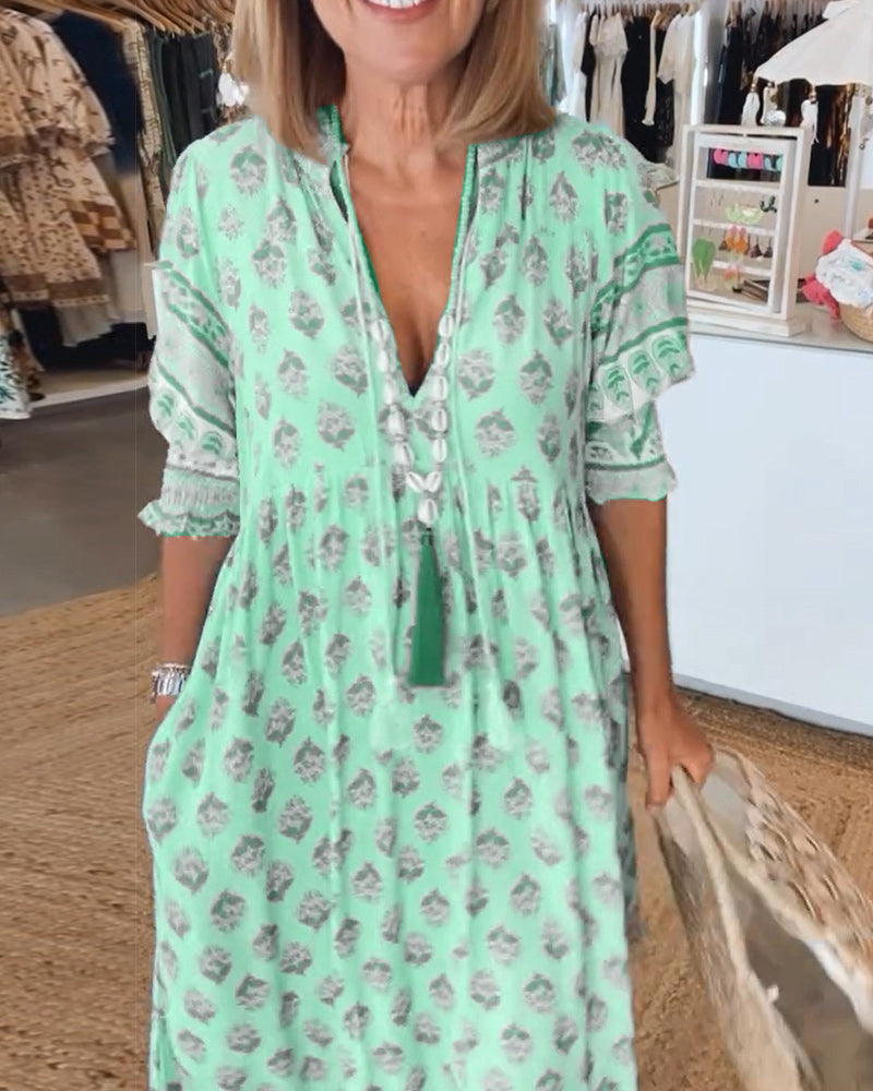 Sophie | Zomer Midi-jurk met V-hals en Print voor Dames 6