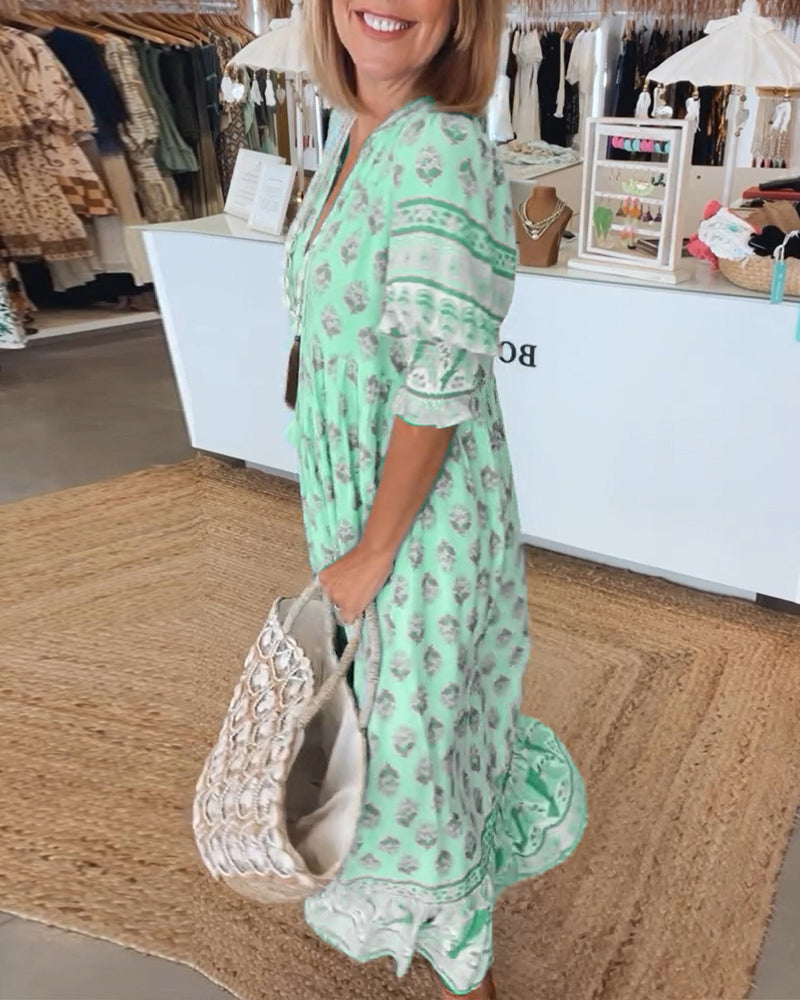 Sophie | Zomer Midi-jurk met V-hals en Print voor Dames 8