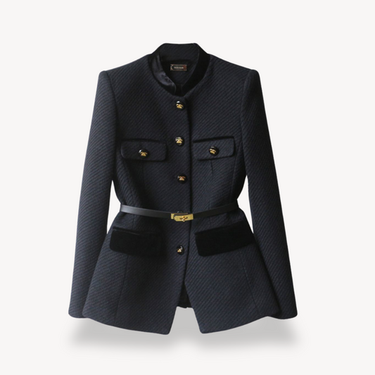 Sophie | Zwarte Dames Blazer met Riem voor Elegante Winterlooks 0