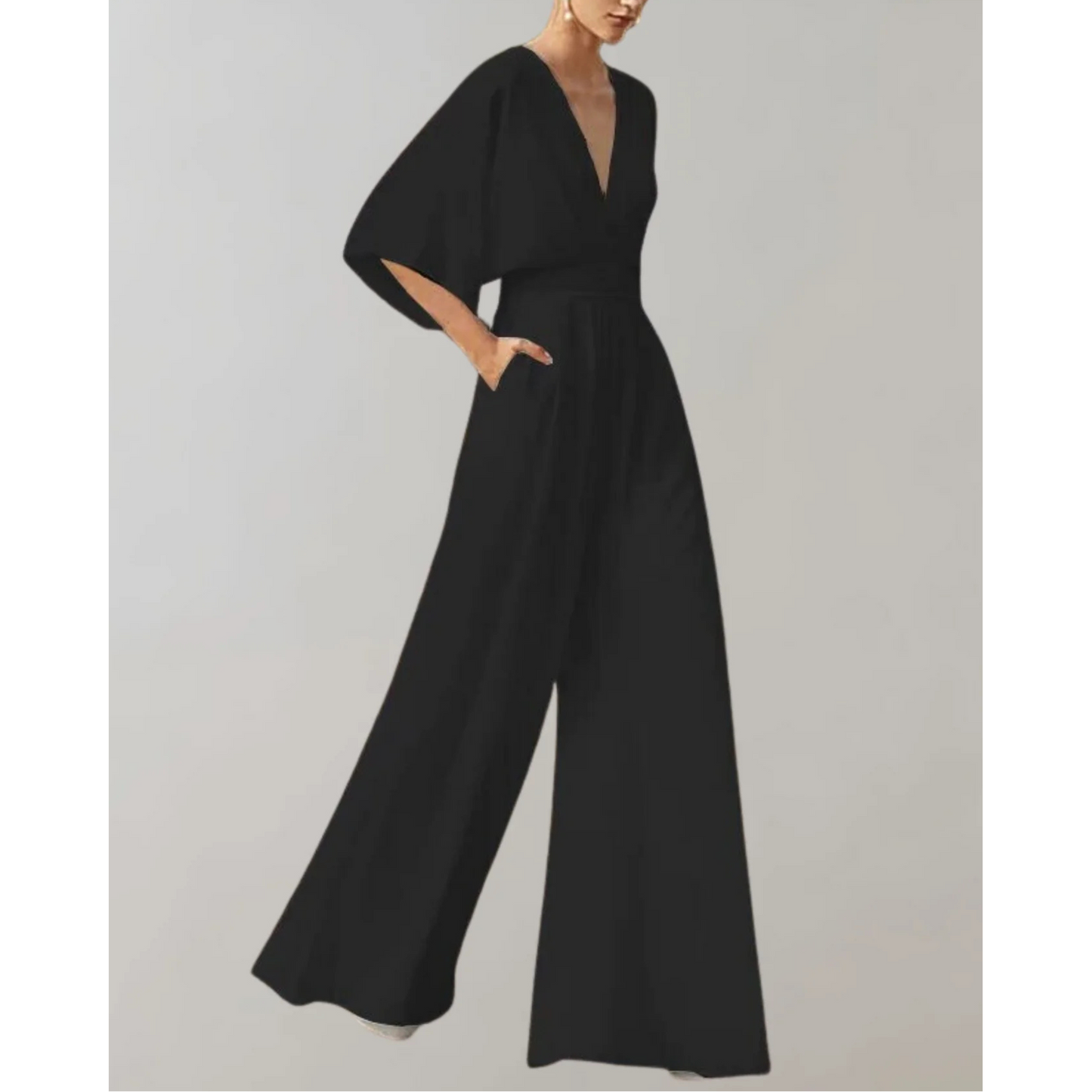 Sophie | Zwarte Dames Jumpsuit Feestelijk met Wijde Pijpen voor Elke Gelegenheid 3