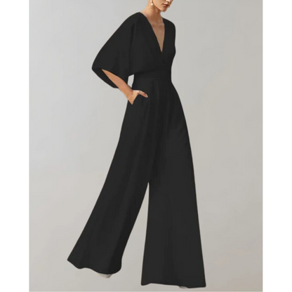 Sophie | Zwarte Dames Jumpsuit Feestelijk met Wijde Pijpen voor Elke Gelegenheid 3