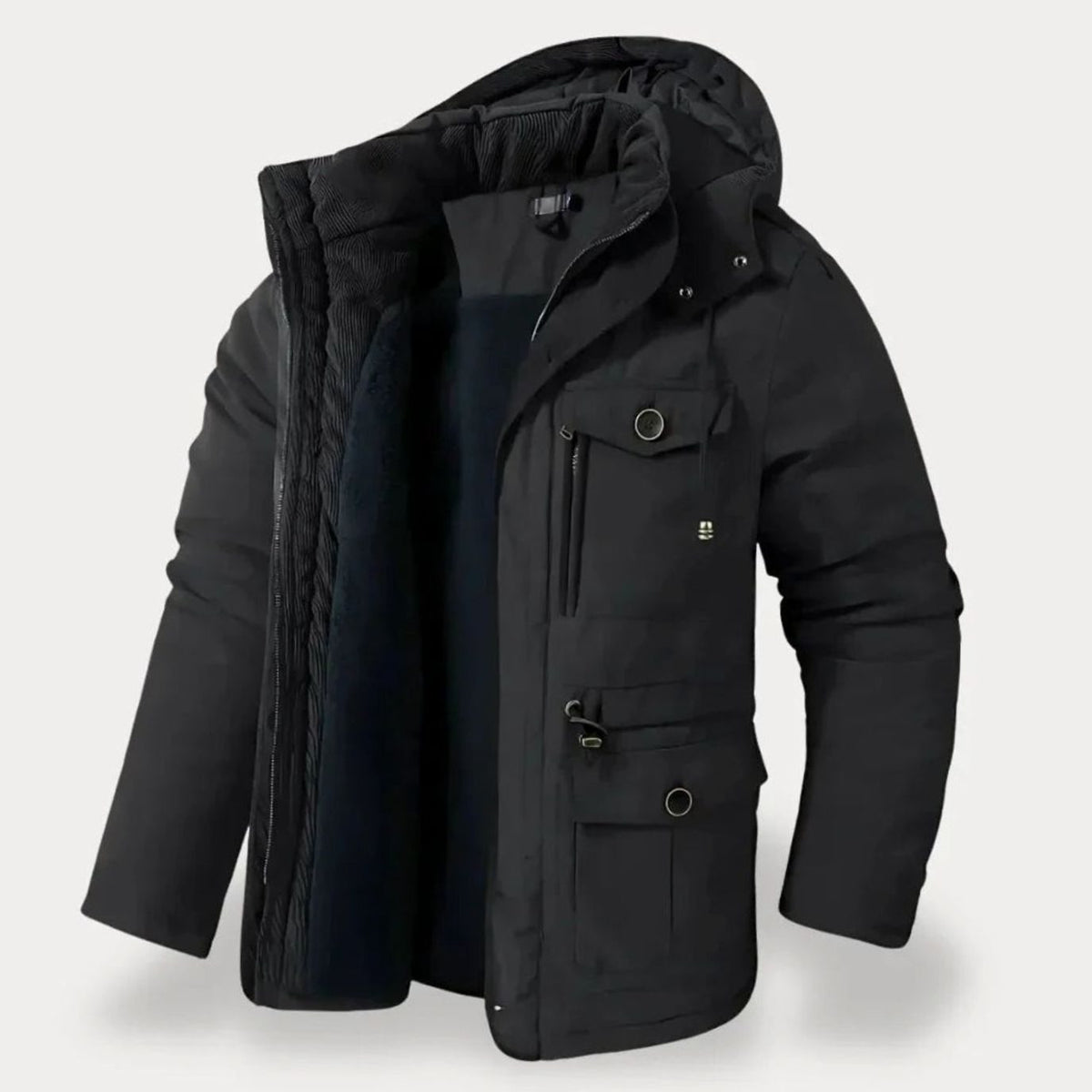 BRANOR gevoerde heren parka met afneembare capuchon, vooraanzicht