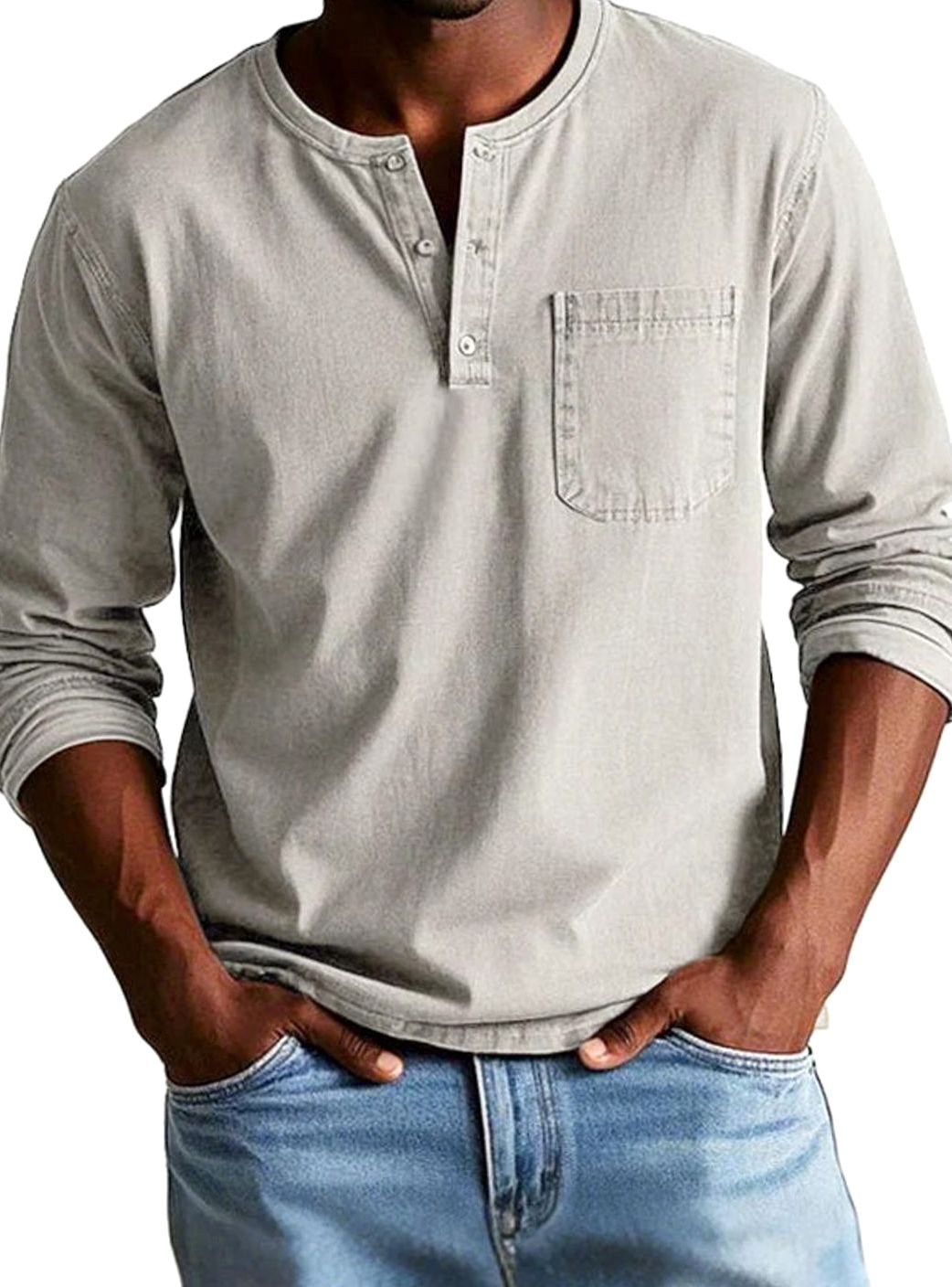 Henley shirt in verschillende kleuren naast elkaar